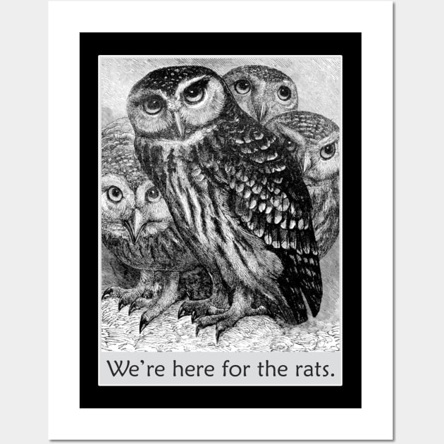 Owls - We're Here for the Rats - Wingspan Game Wall Art by SmokyKitten